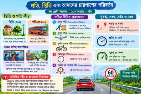 গতি, স্থিতি এবং আমাদের চারপাশের পরিবর্তন | ষষ্ঠ শ্রেণী বিজ্ঞান | 10ম অধ্যায় | গতি