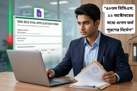 ৫০তম বিসিএস: মৌখিক পরীক্ষার্থীদের গুগল ফর্ম জমা দিতে পিএসসির নির্দেশ